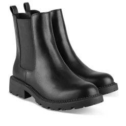 Bottines Chelsea NOIR Femme Motif Vernis A Enfiler