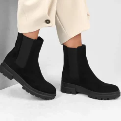 Bottines Chelsea NOIR Femme Motif Uni Elastique