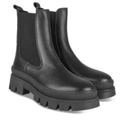 Bottines Chelsea NOIR Femme CUIR Motif Uni Elastique