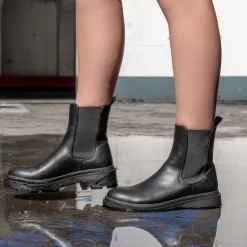 Bottines Chelsea NOIR Femme Motif Uni A Enfiler