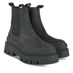 Bottines Chelsea NOIR Femme CUIR Motif Uni Elastique