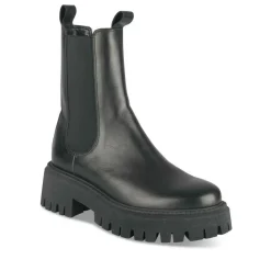 Bottines Chelsea NOIR Femme CUIR Motif Uni Elastique