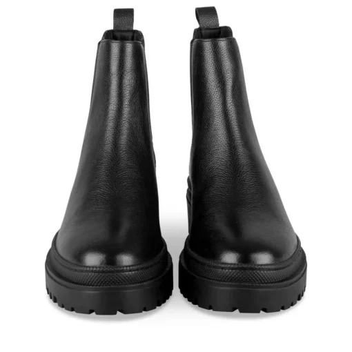 Bottines Chelsea NOIR Femme CUIR Motif Uni Elastique