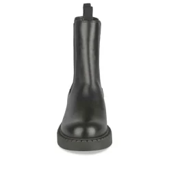 Bottines Chelsea NOIR Femme CUIR Motif Uni Elastique