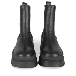 Bottines Chelsea NOIR Femme CUIR Motif Uni Elastique