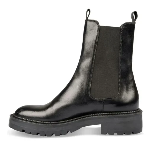 Bottines Chelsea NOIR Femme CUIR Motif Uni A Enfiler