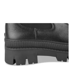 Bottines Chelsea NOIR Femme CUIR Motif Uni Elastique