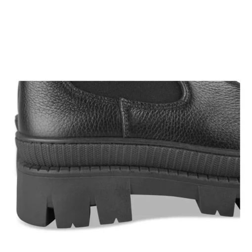 Bottines Chelsea NOIR Femme CUIR Motif Uni Elastique