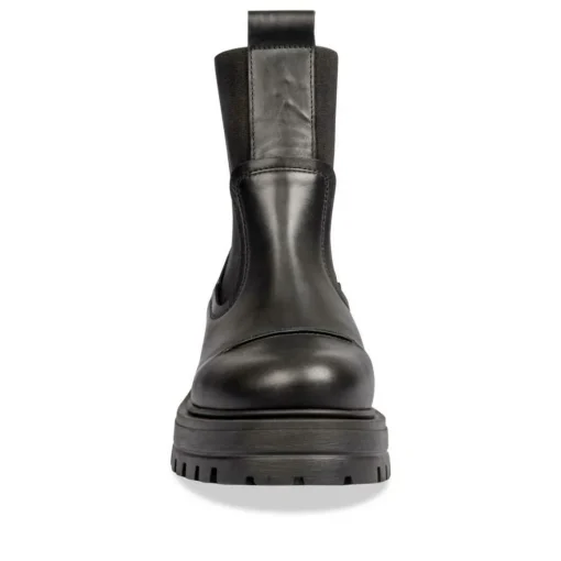 Bottines Chelsea NOIR Femme CUIR Motif Uni A Enfiler