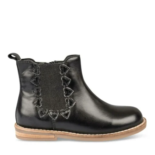 Bottines Chelsea NOIR Fille CUIR Motif Uni Fermeture éclair