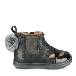 Bottines Chelsea NOIR Fille Motif Vernis Fermeture éclair