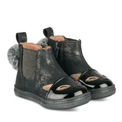 Bottines Chelsea NOIR Fille Motif Vernis Fermeture éclair
