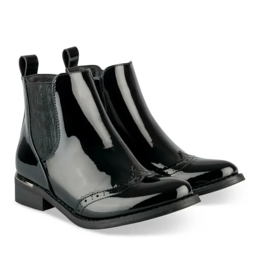 Bottines Chelsea NOIR Fille Motif Vernis Fermeture éclair