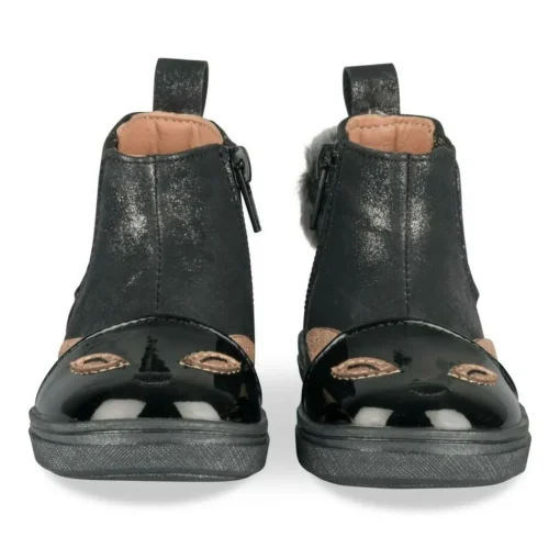 Bottines Chelsea NOIR Fille Motif Vernis Fermeture éclair