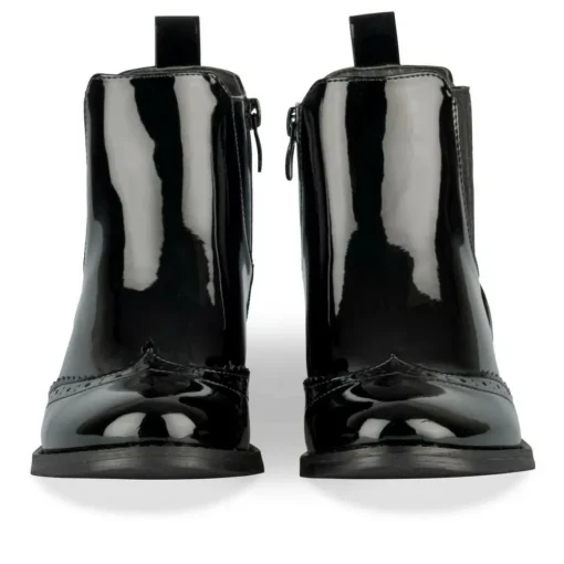 Bottines Chelsea NOIR Fille Motif Vernis Fermeture éclair