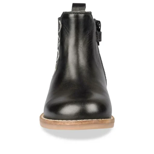 Bottines Chelsea NOIR Fille CUIR Motif Uni Fermeture éclair