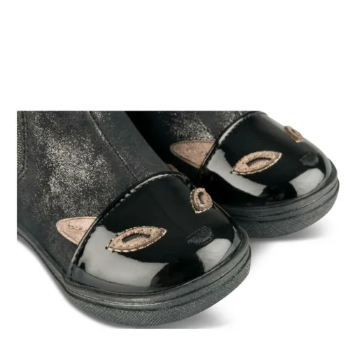 Bottines Chelsea NOIR Fille Motif Vernis Fermeture éclair