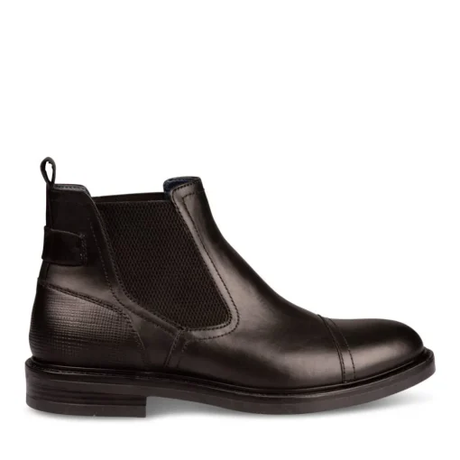 Bottines Chelsea NOIR Homme CUIR Motif Uni A Enfiler