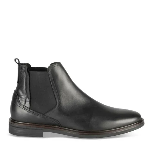 Bottines Chelsea NOIR Homme CUIR Motif Uni A Enfiler