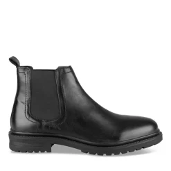Bottines Chelsea NOIR Homme CUIR Motif Uni Elastique