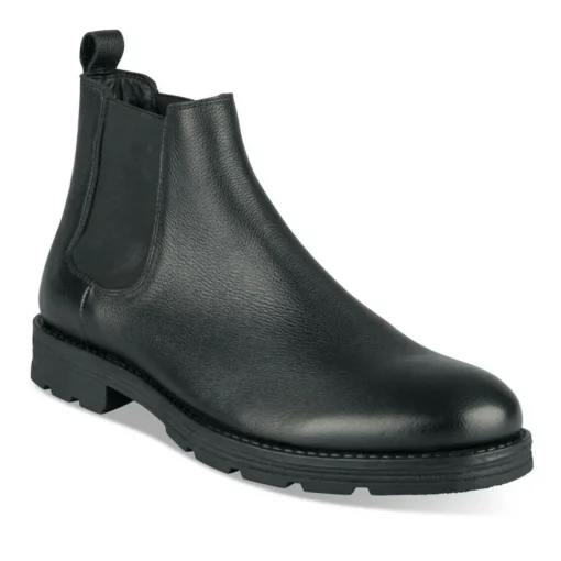 Bottines Chelsea NOIR Homme CUIR Motif Uni A Enfiler
