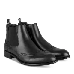 Bottines Chelsea NOIR Homme Motif Uni A Enfiler