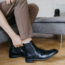 Bottines Chelsea NOIR Homme Motif Uni A Enfiler