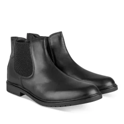 Bottines Chelsea NOIR Homme CUIR Motif Uni A Enfiler
