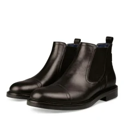 Bottines Chelsea NOIR Homme CUIR Motif Uni A Enfiler