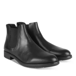 Bottines Chelsea NOIR Homme CUIR Motif Uni A Enfiler