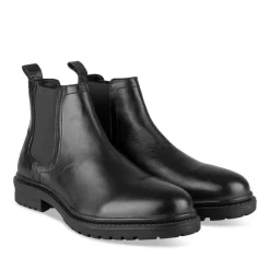 Bottines Chelsea NOIR Homme CUIR Motif Uni Elastique
