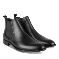Bottines Chelsea NOIR Homme CUIR Motif Uni A Enfiler