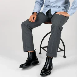 Bottines Chelsea NOIR Homme CUIR Motif Uni A Enfiler