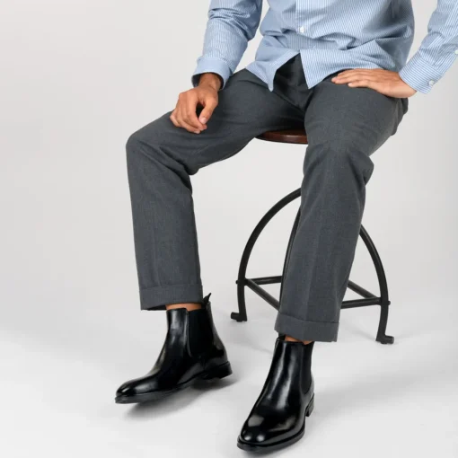 Bottines Chelsea NOIR Homme CUIR Motif Uni A Enfiler