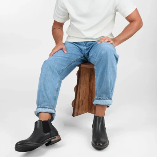 Bottines Chelsea NOIR Homme Motif Uni A Enfiler
