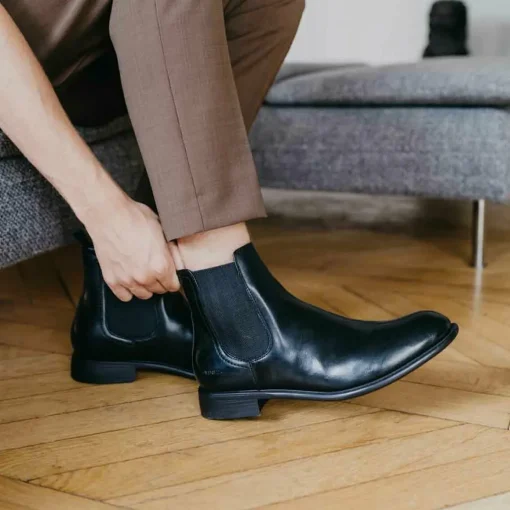 Bottines Chelsea NOIR Homme Motif Uni A Enfiler