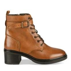 Bottines COGNAC Femme CUIR Motif Uni Lacets