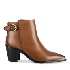 Bottines COGNAC Femme CUIR Motif Uni Fermeture éclair