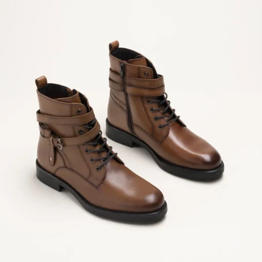 Bottines COGNAC Femme CUIR Motif Uni A Enfiler