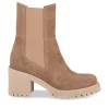 Bottines COGNAC Femme CUIR Motif Uni Elastique