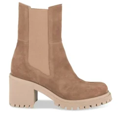 Bottines COGNAC Femme CUIR Motif Uni Elastique