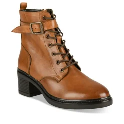 Bottines COGNAC Femme CUIR Motif Uni Lacets