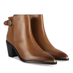 Bottines COGNAC Femme CUIR Motif Uni Fermeture éclair
