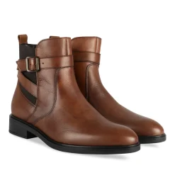 Bottines COGNAC Femme CUIR Motif Uni Fermeture éclair
