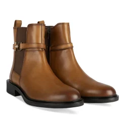 Bottines COGNAC Femme CUIR Motif Uni A Enfiler