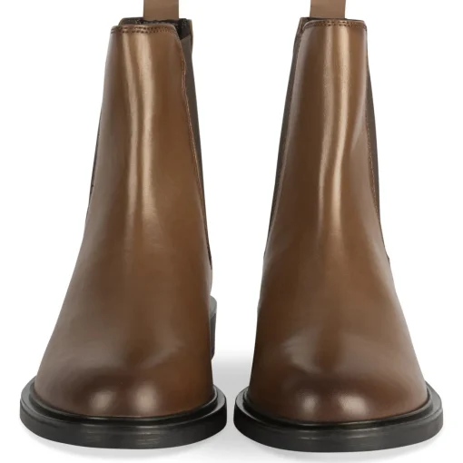 Bottines COGNAC Femme CUIR Motif Uni A Enfiler