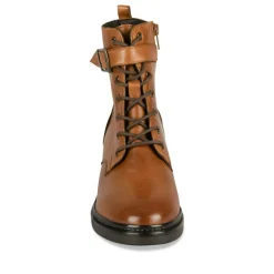 Bottines COGNAC Femme CUIR Motif Uni Lacets