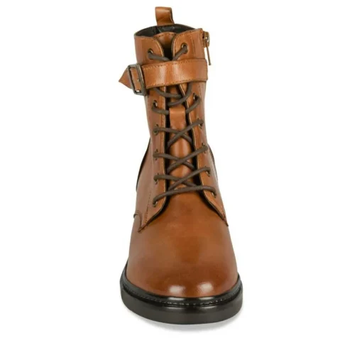 Bottines COGNAC Femme CUIR Motif Uni Lacets