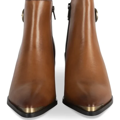 Bottines COGNAC Femme CUIR Motif Uni Fermeture éclair