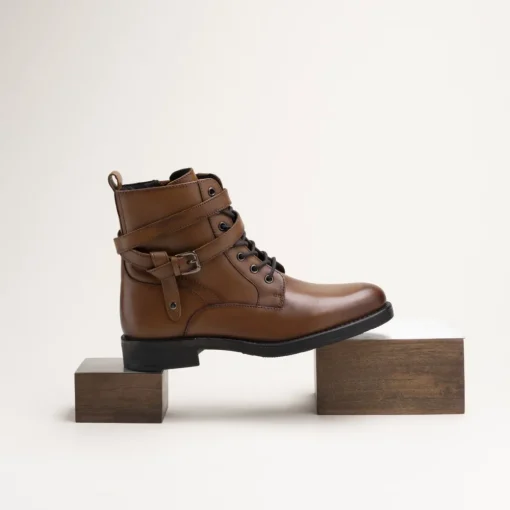 Bottines COGNAC Femme CUIR Motif Uni A Enfiler